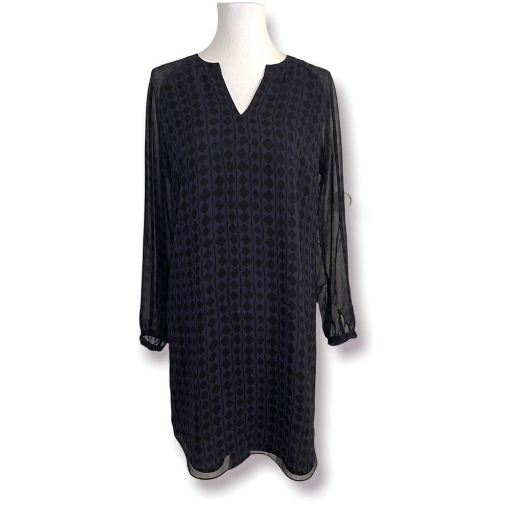 CAbi Purple Harlequin Print Shift Dress XS